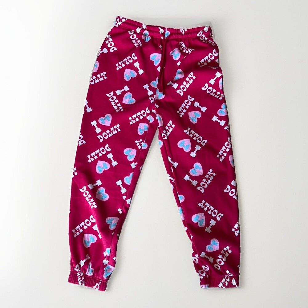 Dolly Parton "I Heart Dolly" printed jogger pants size m